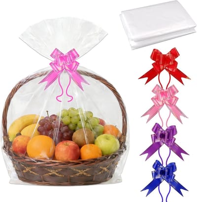 Solidchoice - 5 Stuks Grote Transparante Cadeaubonnen Tassen met 5 Strikken