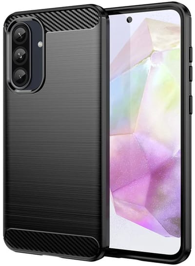 MobyDefend Hoesje - Geschikt voor Samsung Galaxy A36 / Galaxy A56 - TPU Backcover - Geborstelde Metaal & Carbon-Look - Zwart