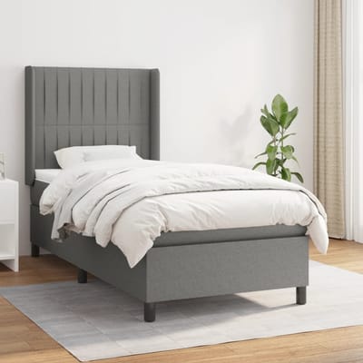 vidaXL - Boxspring - met - matras - stof - donkergrijs - 90x190 - cm