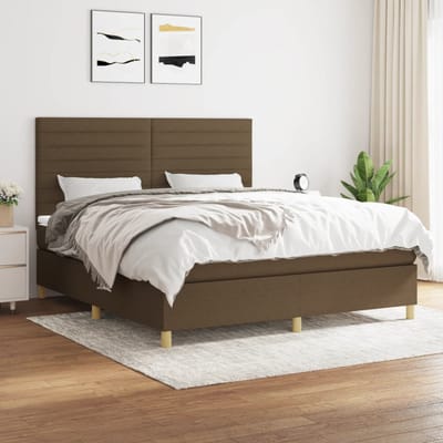 vidaXL - Boxspring - met - matras - stof - donkerbruin - 160x200 - cm