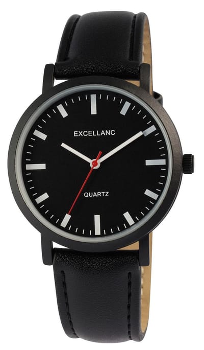 EXCELLANC Herenhorloge lederimitatie Mineraalglas