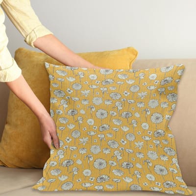 ABAKUHAUS – Jaargang Kussenhoes – Weidebloemen – 50x50 cm – Bleek oranje-taupe
