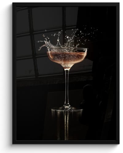 Fotolijst inclusief poster - Posterlijst 50x70 cm - Posters - Cocktail - Zwart - Spetters - Glas - Foto in lijst - Keuken decoratie muur - Wanddecoratie accessoires - Muurdecoratie - Schilderijen