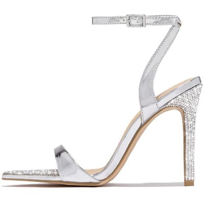 Elegante Feestsandalen Dames Bruiloft Banketschoenen Sexy Kristal Strass Puntneus Stripper Hoge Hakken Goud Sandalias 35