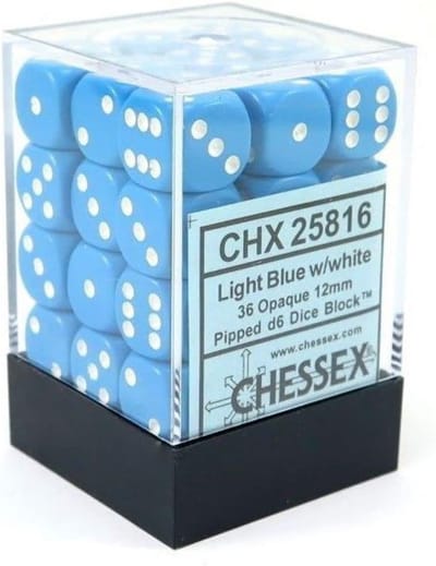 Dobbelsteen Set - Zes Zijdige Dobbelstenen - Spel Avonden - Ondoorzichtig Design - 12 mm - Lichtblauw Wit