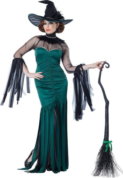 The Grand Sorceress Volwassenen Vrouwen Groen Halloween en Horror Maat M