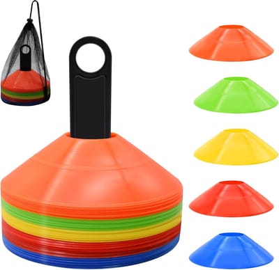 BOTC Trainingshoedjes - Voetbalpionnen - 50stuks - Schijfkegels voor Sporttraining - met Draagtas en Houder