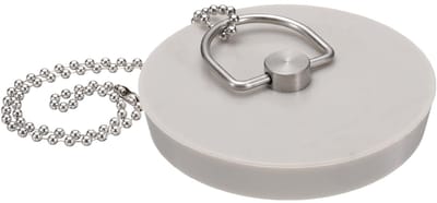 Afvoerstop, siliconen badstopper, wastafelstop met ophangring en 38 cm parelketting voor badkuip, keuken, badkamer (grijs - 7,9 tot 8,1 cm)