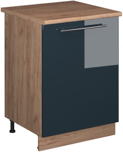 Vicco Wastafelkast Fame-Line, Donkerblauw hoogglans/Goudkleurig Eiken, 60 cm