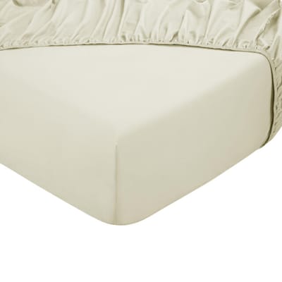 DoubleDry Hoeslaken 100% Natuurlijk Katoen - Eenpersoons 90x200 cm - Zacht & Ademend - Rondom Elastiek - Crème