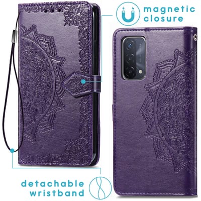 imoshion Hoesje - Geschikt voor Oppo A74 (5G) / Oppo A54 (5G) - Mandala Bookcase - Paars