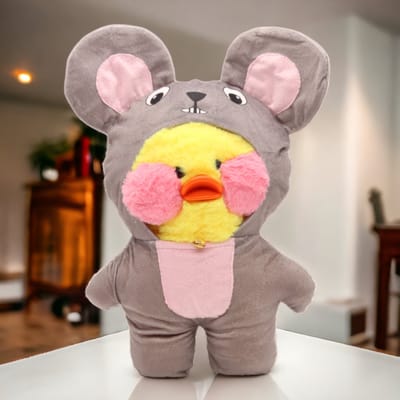 Klikkopers® - Paper Duck knuffel - Muis Kostuum - 30 cm - Paper Duck - Lalafanfan - Paperduck - Geel
