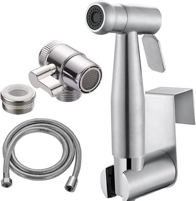 Bidet Handdouche Set voor Toilet - Inclusief 3-Weg Ventiel, 1.5m Slang en Houder voor Keuken en Badkamer