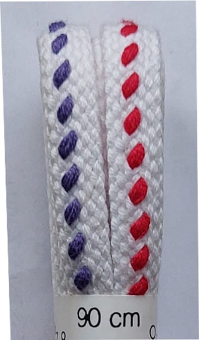 Ronilux Veter - Wit/Rood/Lila - Plat - Lengte 90 cm - Breedte 6 mm - Schoenveter