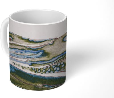 Mok - Koffiemok - Abstract - Heuvels - Natuur - Groen- Kunst - Mokken - 350 ML - Beker - Koffiemokken - Theemok