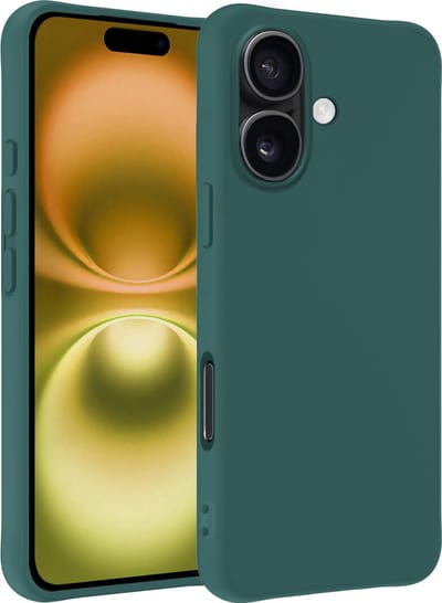 Hoesje - Geschikt voor Apple iPhone 16 - Sterk & Shockproof - Hoes Cover - Siliconen Case - Telefoonhoesjes - Donkergroen