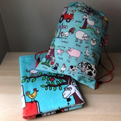 Boerderij dieren Farm kinder handdoek met sporttas / trekkoord tas / zwemtas - Tyrrell Katz