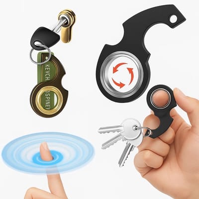 3-Delige Sleutelhanger Spinner I Roterende Sleutelhanger I Fidget I Ringspeelgoed I Incl. PVC-Hoes & Sleutelring I Zwart