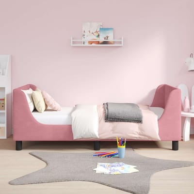 vidaXL - Kinderen - bedframe - met - hoofdboard - Roze - 80 - x - 160 - cm - Fluweel
