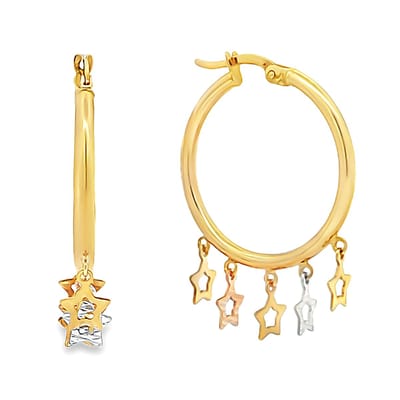 Juwelier Zwartevalk - 14 karaat gouden tricolor bedel oorbellen - 12.298