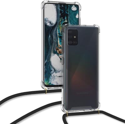 Arara Silicone Hoesje Samsung Galaxy A51 Transparant Hoesje met Zwarte draagkoord / Backcover / Case / Samsung