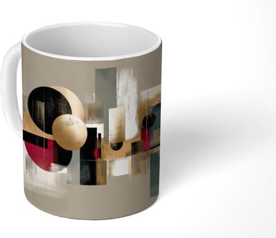 Mok - Koffiemok - Abstract - Vormen - Beige - Texturen - Mokken - 350 ML - Beker - Koffiemokken - Theemok