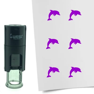 CombiCraft Stempel Dolfijn 10mm rond - Paarse inkt