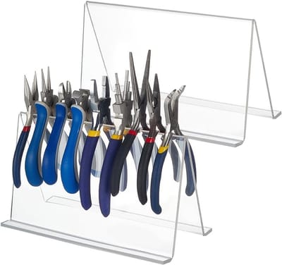 Set van 2 Acryl Pincet Houder, 10 x 21 x 12 cm, Duidelijke Organiser voor Gereedschap en Sieraden, Tangen en Tool Stand, Handige Opbergoplossing
