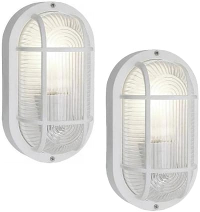 Benson Buitenlamp - 2x - ovaal - bulleye lamp - wit - E27 - waterdicht IP54