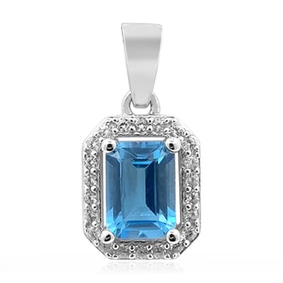 Cavill - Hanger 925 Sterling Zilver Gerhodineerd - 1,188 ct Marambaia Topaas Braziliaans - Achthoekige Slijpvorm - Pavé Zirkonia - Elegant Sieraad
