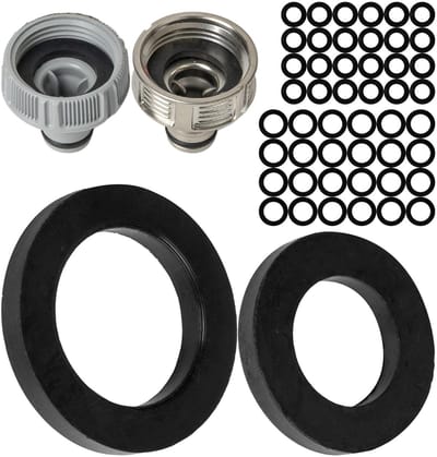 platte afdichtingen set, 50 stuks, voor G 1/2 inch en 3/4 inch tuinsteeksystemen, compatibel met Gardena 21 en 26,5 mm kraanverbinder, Ø 19 x 11 en 24 x 16 mm, rubber, afdichting voor