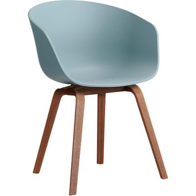 HAY About A Chair AAC 22 - dusty blue 2.0 - notenhout gelakt (op waterbasis) - Standaard glijders kunststof