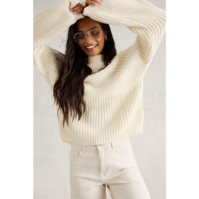 White Stuff Marley Mix Cotton Jumper Pale Ivory Maat: 14 | Sweaters Outlet | Dames | Wit