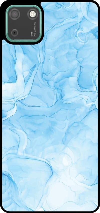 Smartphonica Telefoonhoesje Geschikt voor Huawei Y5P met marmer opdruk - TPU backcover case marble design - Lichtblauw geschikt voor Huawei Y5p