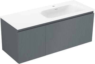 Mexen Rivel badkamerkast 120 cm met wastafel Vela rechts, 1S, 1D, geribbeld, grafiet/wit mat - 91A23-12047-3-BBFF66-W23P01