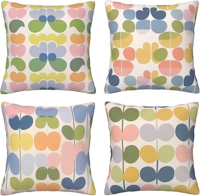 Kussenslopen van 65 x 65 cm, set van 4 stuks, zachte fluwelen kussenslopen met onzichtbare rits, voor slaapbank, thuis, terras, buitendecoratie, eenvoudige bladeren, set van 4 kussenslopen U5399