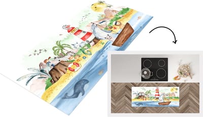 Keukenloper - Loper keuken - Kinderen - Strand - Dieren - 120x50 cm - Keukenloper vinyl