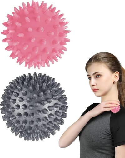 Fasciabal voor Spierontspanning, Ideaal voor Handen, Benen, Billen en Voeten (Grijs en Roze, 7 cm)