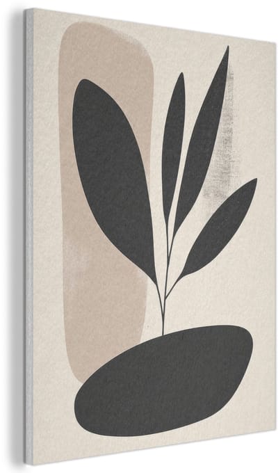 Akoestisch wandpaneel 60x80 cm - Vilt schilderij Plant - Beige - Japandi - Akoestische panelen - Geluidsdempende wanddecoratie - Geluidsisolatie woonkamer - Muurdecoratie geluidspanelen