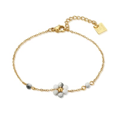 Twice As Nice Armband in edelstaal, bloemen Goudkleurig 16cm+3cm