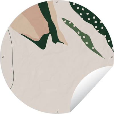 Tuincirkel Blad - Stippen - Groen - Abstract - 60x60 cm - Ronde Tuinposter - Buiten