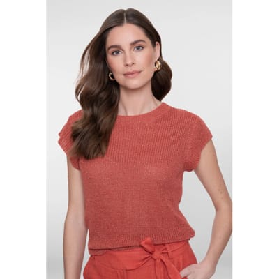 Geisha 64082-70 743 pullover lurex sleeveless stone red/gold