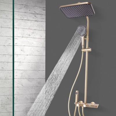 Gouden Douchesysteem Thermostaat - Badkamer Douchekraan - Comfortabel Douchen - Intelligente Temperatuurregeling - 115 cm Hoogte Verstelbaar - Goud Geborsteld