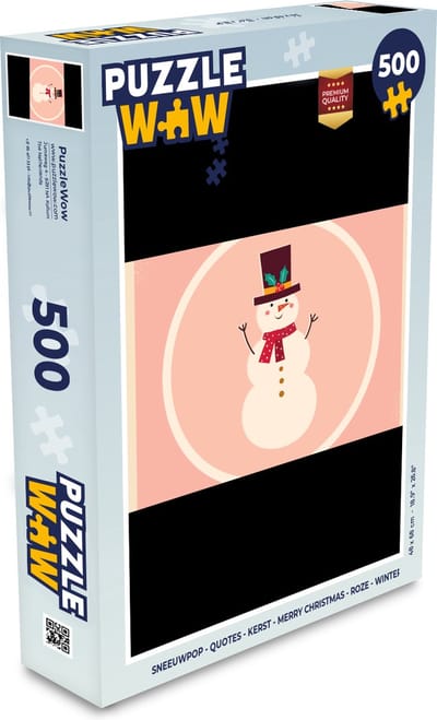 Puzzel Sneeuwpop - Quotes - Kerst - Merry christmas - Roze - Winter - Legpuzzel - Puzzel 500 stukjes - Kerst - Cadeau - Kerstcadeau voor mannen, vrouwen en kinderen