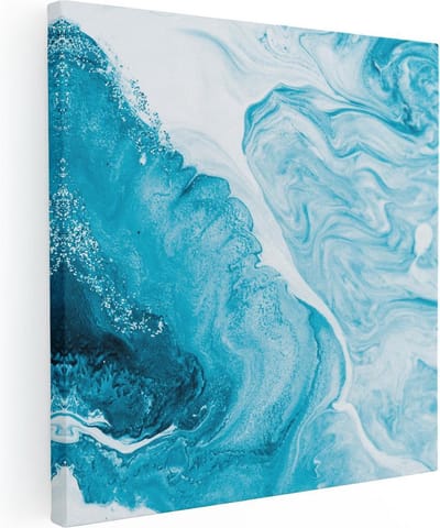 Artaza Canvas Schilderij Marmer Abstract - 30x30 cm - Klein - Wanddecoratie Blauw - Muurdecoratie Abstracte Kunst - Kamer Accessoires