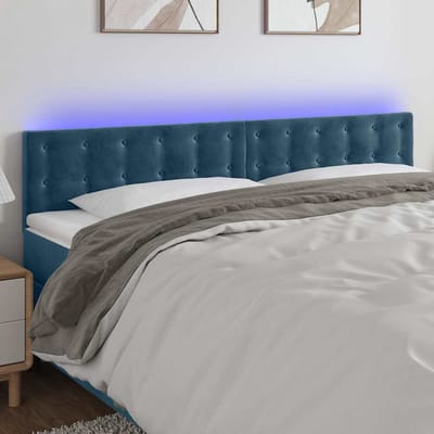 vidaXL - Hoofdbord - LED - 180x5x78/88 - cm - fluweel - donkerblauw