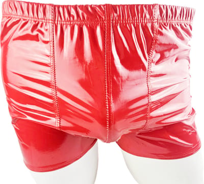 BamBella ® - Boxer short Maat S/M Datex Rood (Latex en stof SM kleding BDSM erotische heren kleding ondergoed lingerie onderbroek zwart