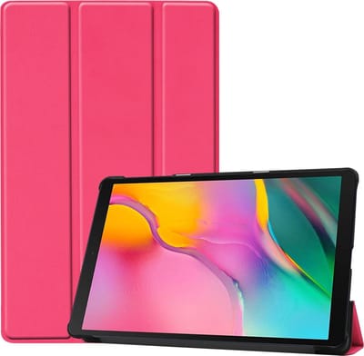 Hoesje - Geschikt voor Samsung Galaxy Tab A 10.1 (2019) - Dun & Stevig - Hardcover Book Case - Trifold Bookcase Hoes - Hard Cover - Tablethoes - Donkerroze