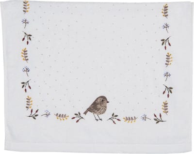 Clayre & Eef Gastendoekje 40x66 cm Beige Bruin Katoen Vogel