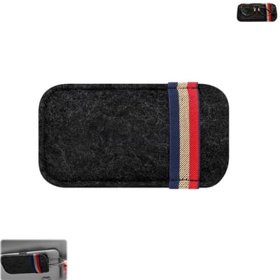 1 stuk - Opbergtas voor zonnebrillen - Opbergtas voor zonnebrillen in de autozonneklep - Krasbestendige brillenhoes van vilt - Accessoire voor brillenopbergruimte in de auto - Geschikt voor het opbergen van leesbrillen, sleutels en pasjes (zwart)